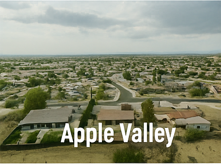 Wide open landscape in Apple Valley, CA showcasing desert views and mountain backdrop