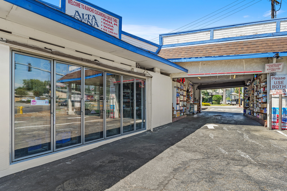 Existing drive through commercial building at 8008 Archibald Avenue Rancho Cucamonga