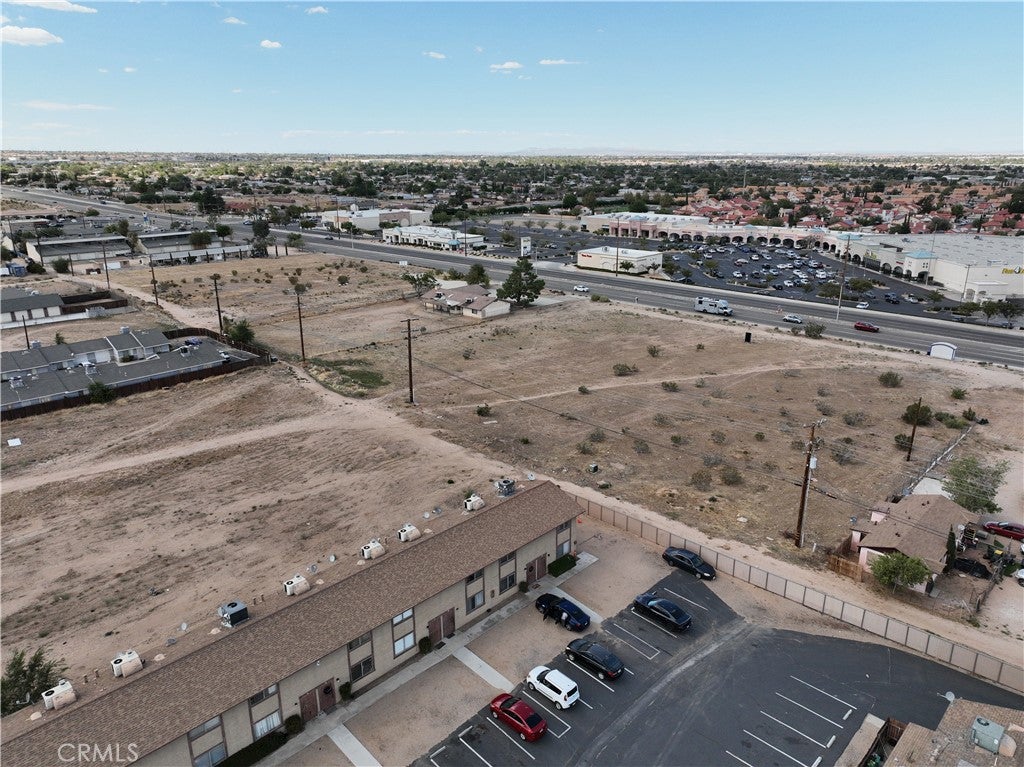 Aerial view of a vacant commercial parcel along Bear Valley Road in Hesperia